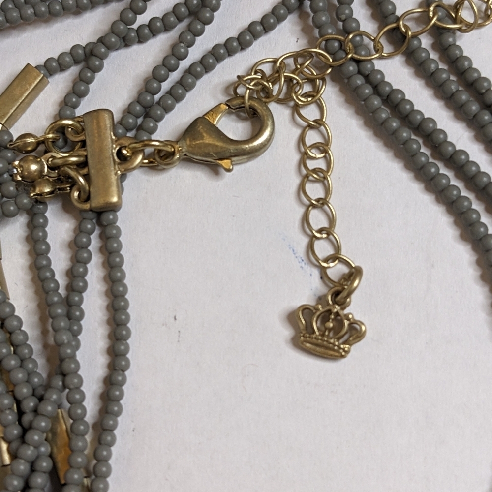 NWOT Premiere Designs Layered Gray Bead and Gold Accent 6 Strand Necklace - Picture 3 of 4